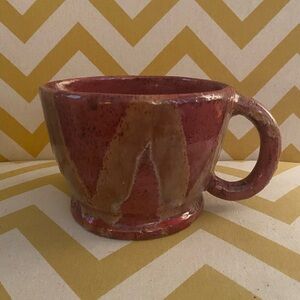Handcrafted studio pottery planter red mug shape (17)